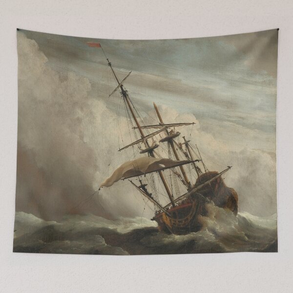 Item preview, Ship on the sea hit by waves painting designed and sold by Darius Bocos.