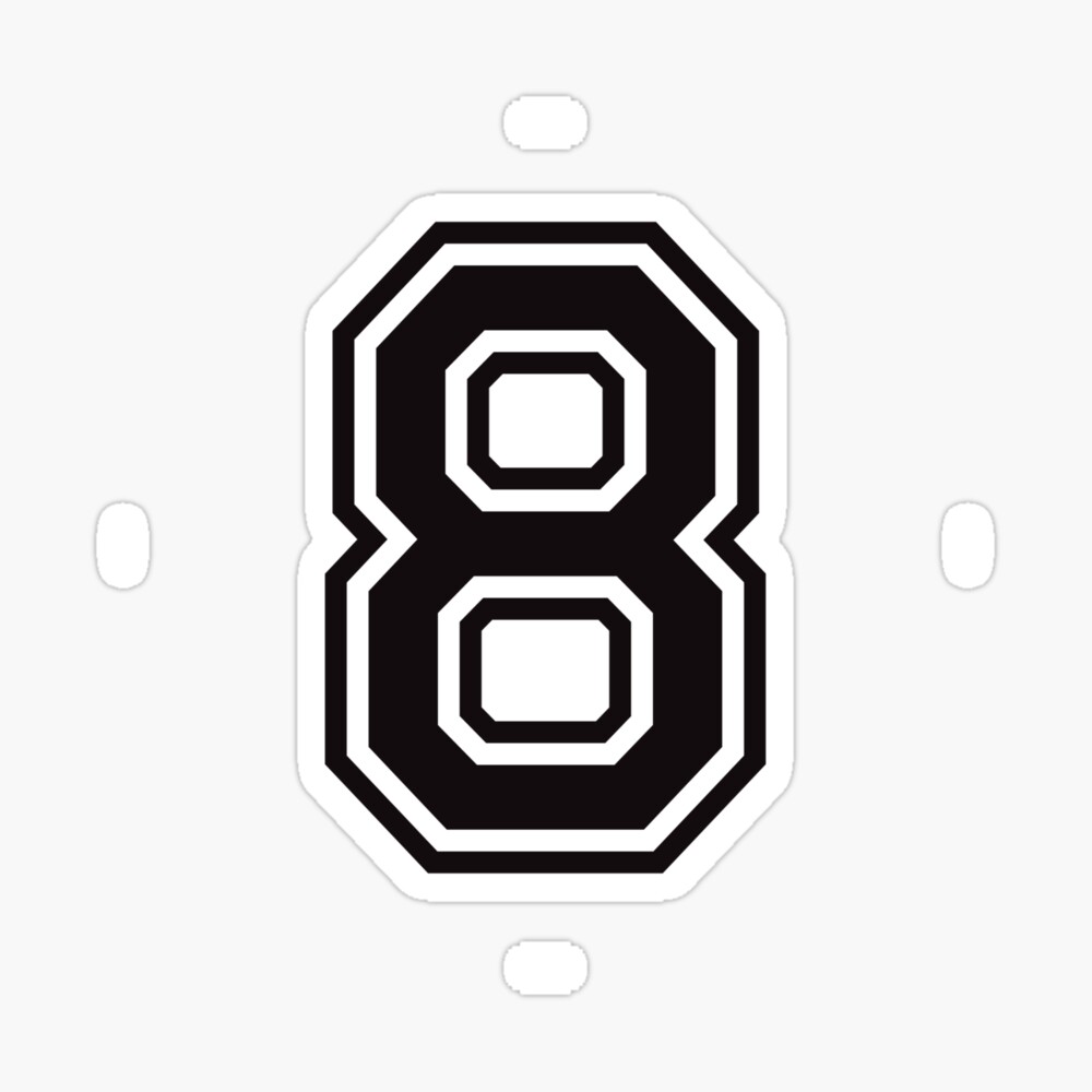 Number 5 sticker - black and white, college sport font | Sticker