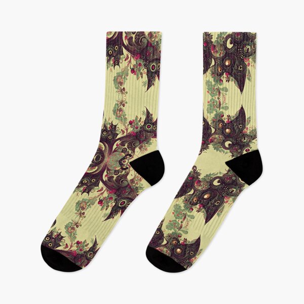 Item preview, Vintage Victorian Pink Owl Eyes on Sage Yellow Green designed and sold by MysticAlgorithm.
