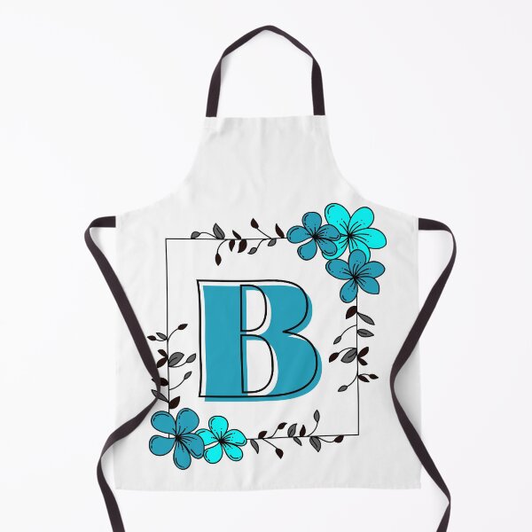 Aperçu de l'œuvre Monogramme bleu B avec cadre floral bleu créée et vendue par Lyssarien.
