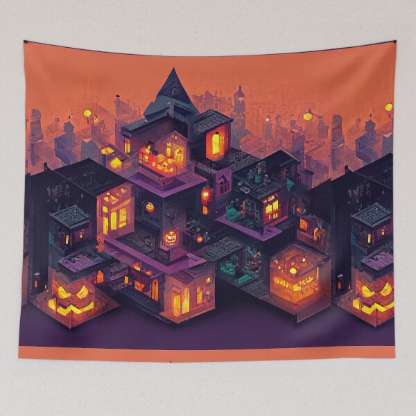Item preview, Haunted Isometric Town during Halloween designed and sold by afikreative.