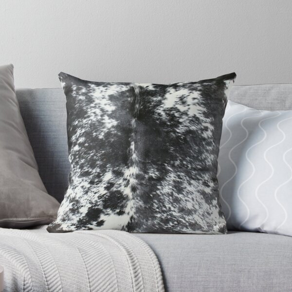 Cowhide Black and White | Texture Throw Pillow