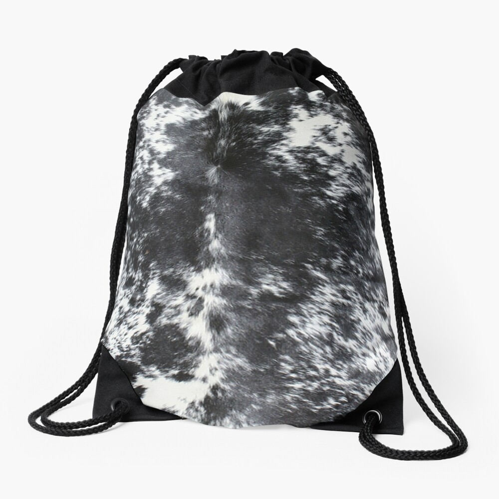 Cowhide Black and White | Texture Drawstring Bag