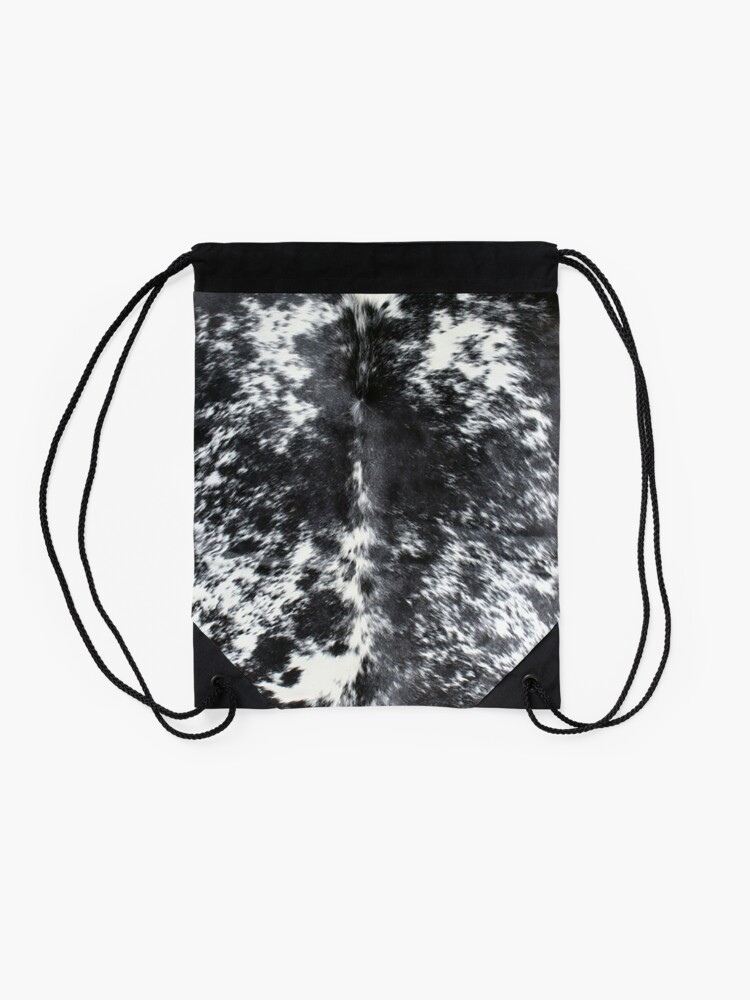 Alternate view of Cowhide Black and White | Texture Drawstring Bag