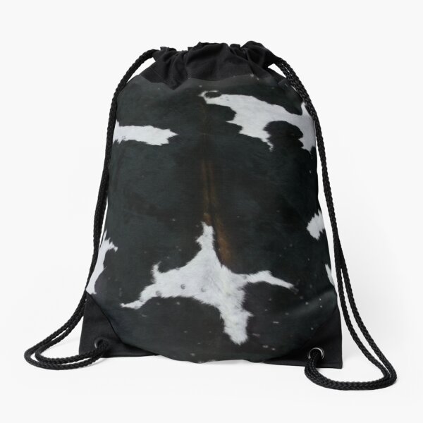 "Black and white cowhide Texture" Drawstring Bag by koovox Redbubble
