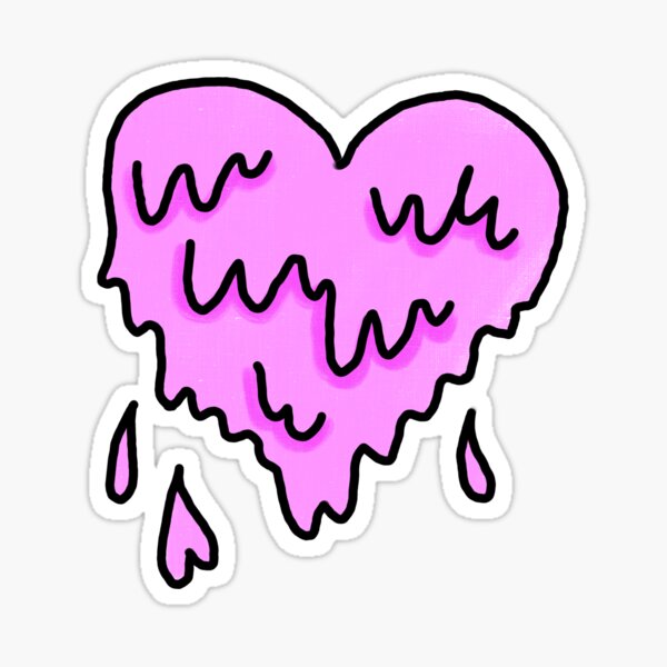 dripping love heart pink drawing sketch sticker Poster for Sale by mw2004