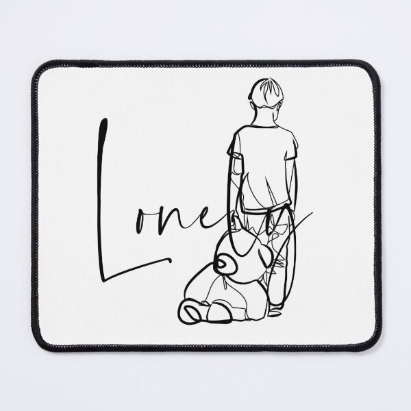 Item preview, Continuous Line Lonely Typography Calligraphy single word graphic minimalist art designed and sold by scribblelife.