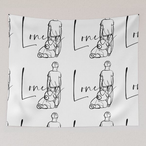 Item preview, Continuous Line Lonely Typography Calligraphy single word graphic minimalist art designed and sold by scribblelife.