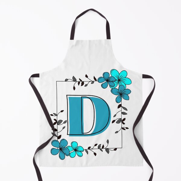 Aperçu de l'œuvre Monogramme D bleu avec cadre floral bleu créée et vendue par Coffee Lifestyle.