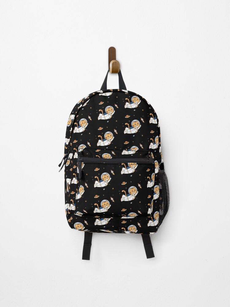 Thumbnail 1 of 3, Backpack, Orange Cat Chasing a Rocket designed and sold by Rk4shop.