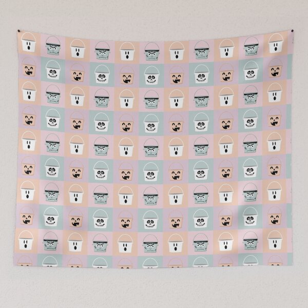 Item preview, Pastel Halloween Candy Pails in a check pattern designed and sold by Quick Brown Fox Canada.
