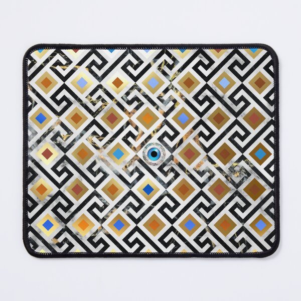 Item preview, Mati Evil Eye Black White Marble Golds Greek Keys designed and sold by Yiorgos Designs.