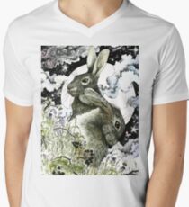 Hares in the Hedgerows Men's V-Neck T-Shirt