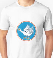 Angry Swan Attacking Circle Retro Unisex T-Shirt