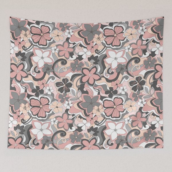 Item preview, 200 Flowers and Swirls, pink and grey designed and sold by Cressidacarr.