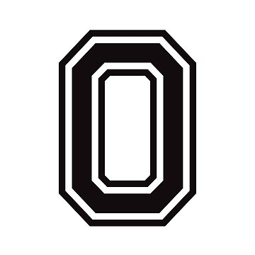 Number 0 sticker - black and white, college sports font | Sticker