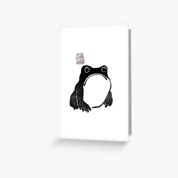 Item preview, Cute Grumpy Frog Vintage Japanese Woodblock Print designed and sold by VintageArchive.