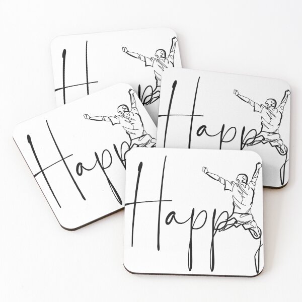 Item preview, Continuous Line Happy Joy Typography Calligraphy single word graphic minimalist art designed and sold by scribblelife.