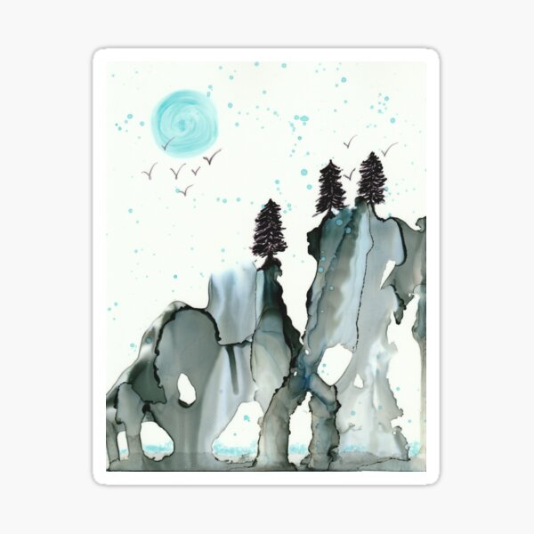 Midnight Flight Alcohol Ink Art Sticker