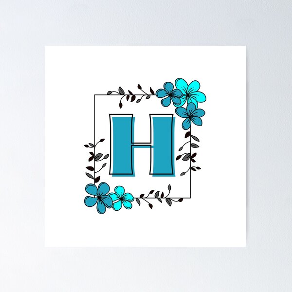 Artikelvorschau, Blaues Monogramm H mit blauem Blumenrahmen entworfen und verkauft von Lyssarien.