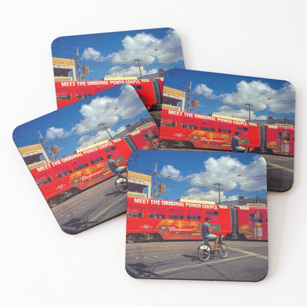 Item preview, Red Streetcar Biker Street City Toronto Canada designed and sold by eleonoraingrid.