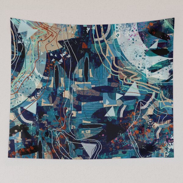 Item preview, Futuristic Contemporer Abstract Digital Painting in Silver Blue designed and sold by MyArt23.