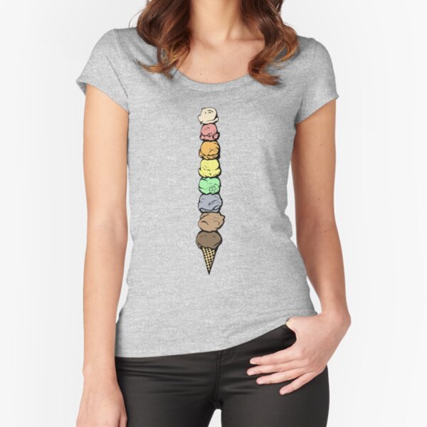Giant Rainbow Ice Cream Cone - Single Fitted Scoop T-Shirt