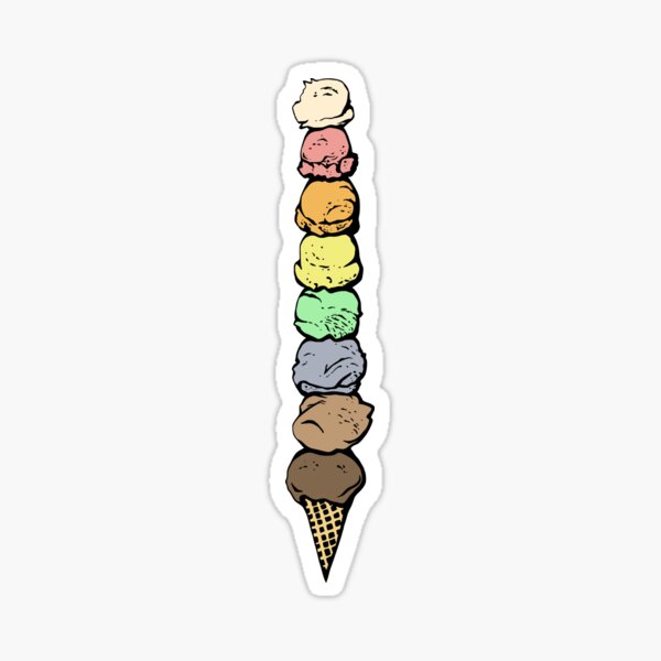 Cono de helado gigante del arco iris - Individual Pegatina