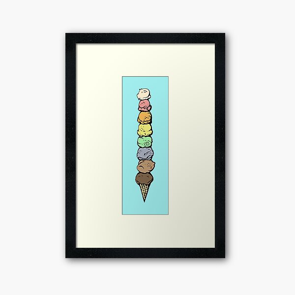 Giant Rainbow Ice Cream Cone - Single Framed Art Print
