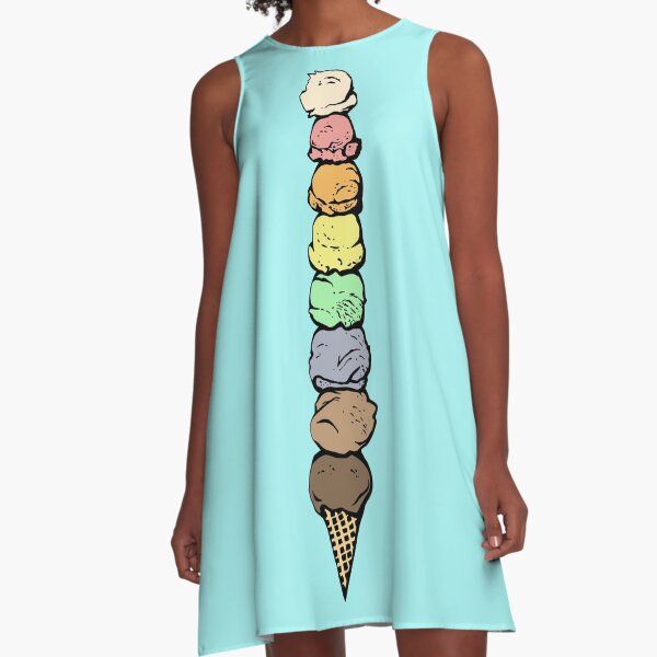 Giant Rainbow Ice Cream Cone - Single A-Line Dress