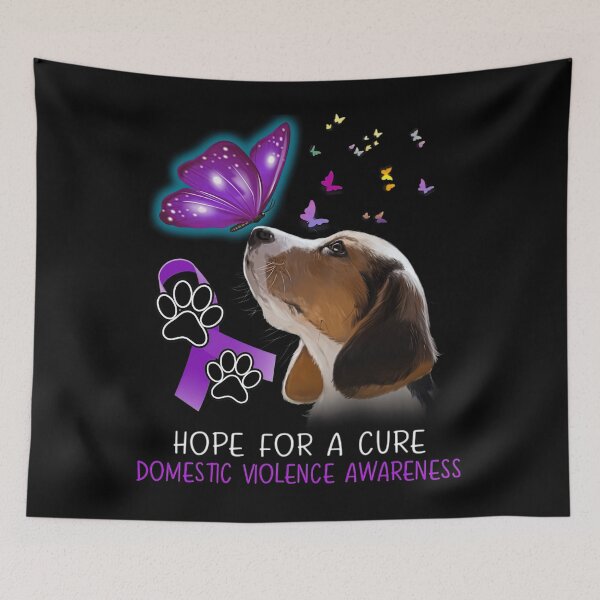 Item preview, Domestic Violence Awareness Dog Hope for a cure Domestic Violence Awareness Dog Butterfly Ribbon designed and sold by TerrellOneal.