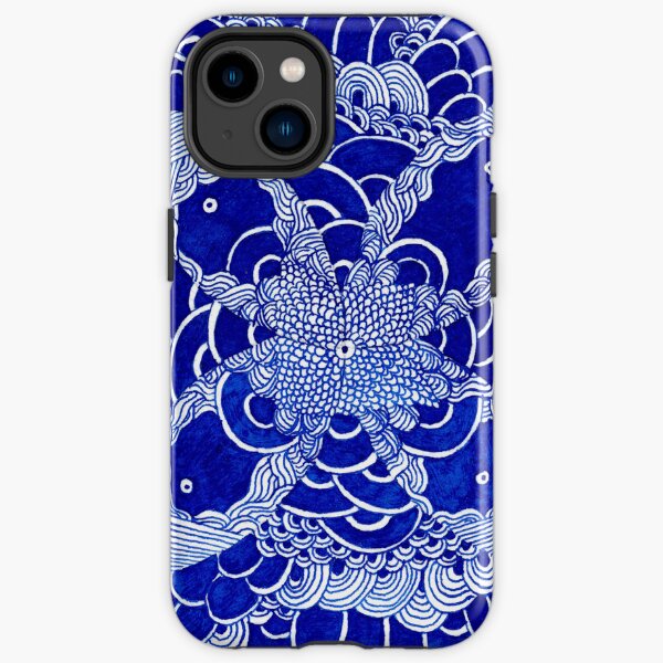Spitze Blue ink drawing of abstract patterns by Mokusho Abigaelle Richard iPhone Tough Case