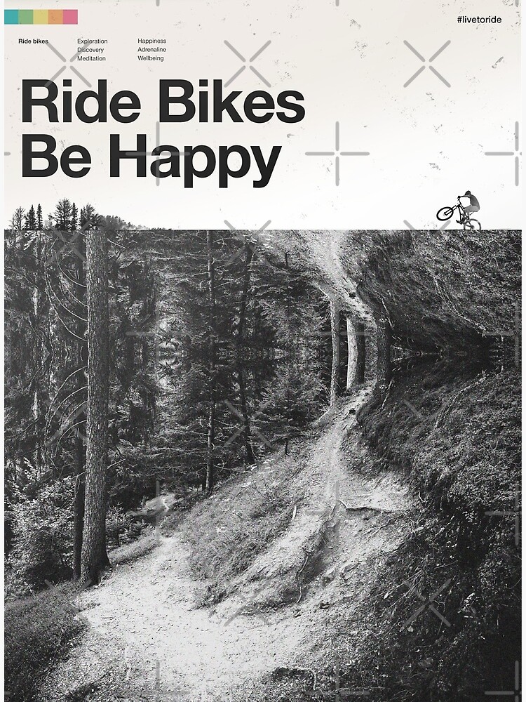 Discover Ride Bikes Be Happy Premium Matte Vertical Poster