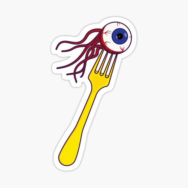 Creepy Eyeball on Fork Sticker for Sale by hixonhouse