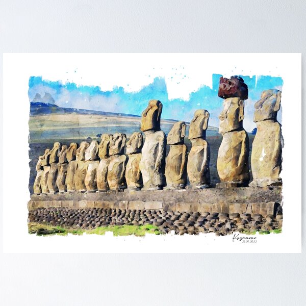 Item preview, Copie de Easter Island art painting designed and sold by olivierjourjon.