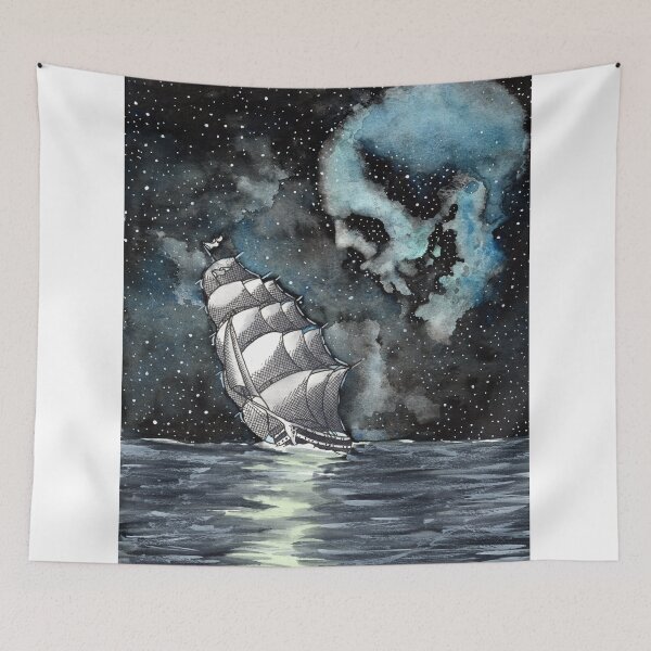Item preview, haunted skull and clipper ship  designed and sold by MarkADArt.