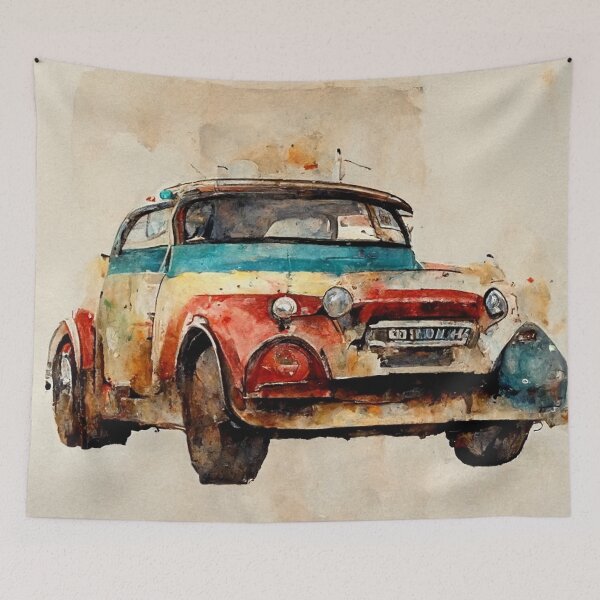 Item preview, vintage vehicles watercolor designed and sold by shokA Design.