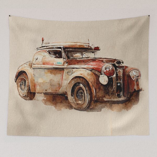 Item preview, vintage vehicles watercolor designed and sold by shokA Design.