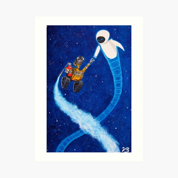 Wall-e and Eve painting Art Print