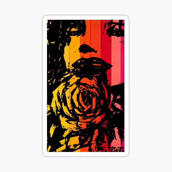 Item preview, woman with rose in  retro warm color bars designed and sold by artbleed.
