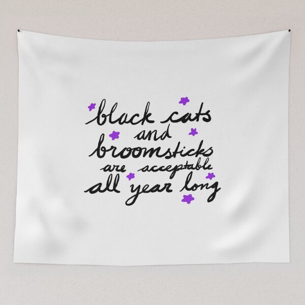 Item preview, Witchy shirt “black cats and broomsticks” calligraphy purple stars designed and sold by lemonsNlavender.
