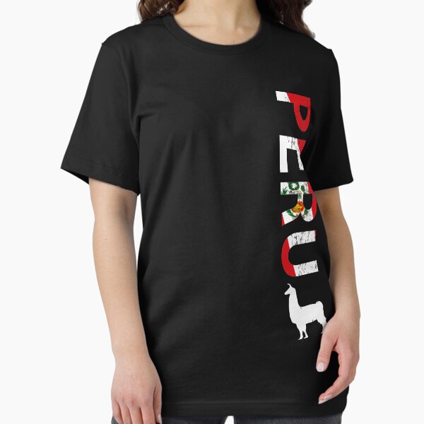 Vista previa del artículo con la obra «Camiseta de llama peruana Camiseta de fútbol peruana», diseñado y vendido por HallelujahTees.