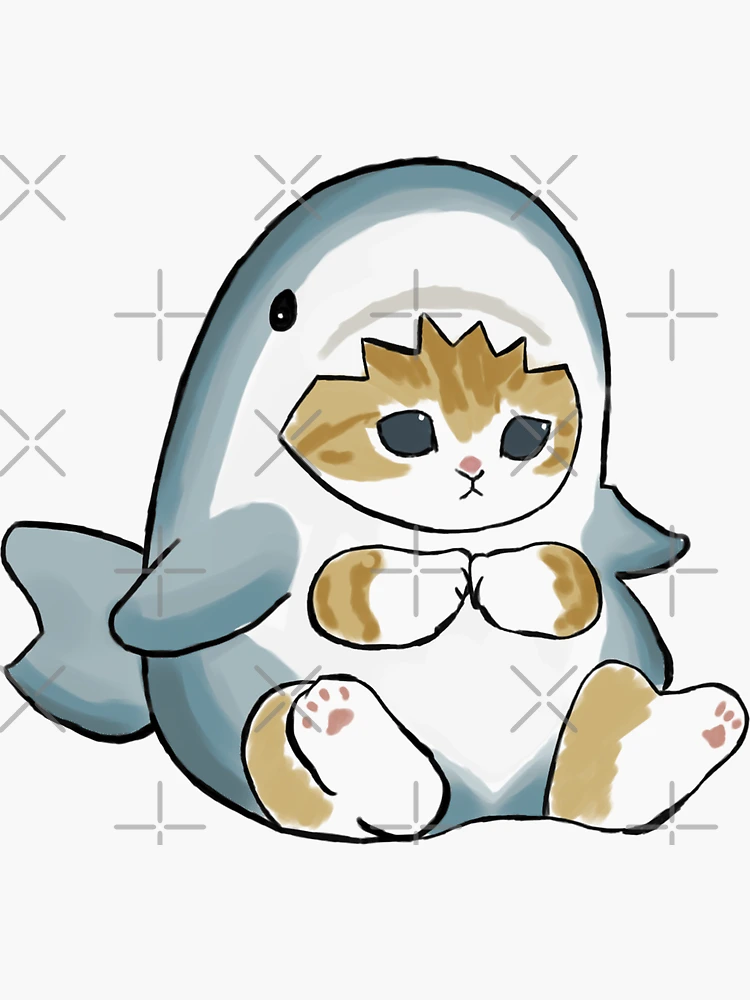 Cute Dog In Shark Costume Funny Kids - Dog - Sticker