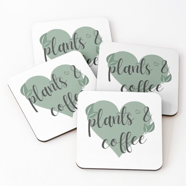 Artikelvorschau, Plants & Coffee - Cursive handwritten text with green heart and leaves entworfen und verkauft von wordsonwords.