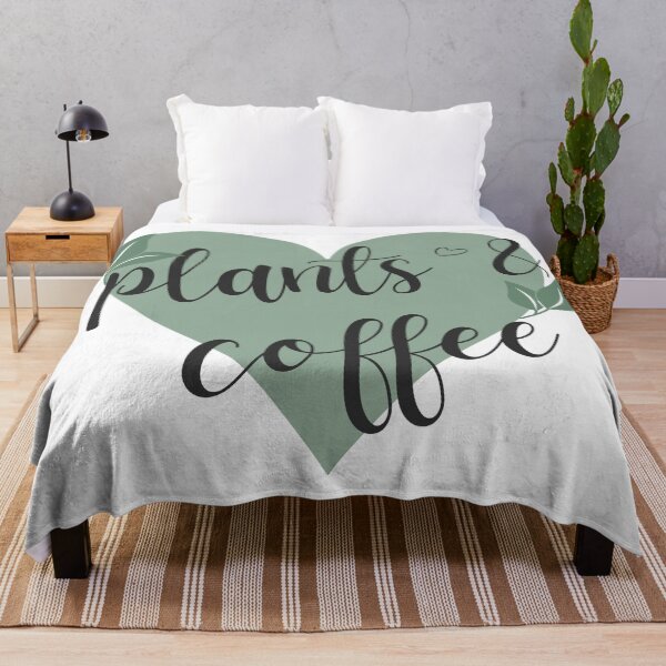 Item preview, Plants & Coffee - Cursive handwritten text with green heart and leaves designed and sold by wordsonwords.