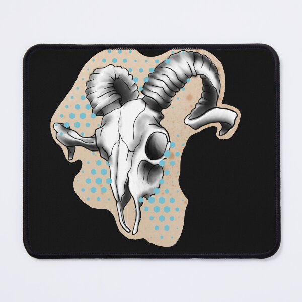 Item preview, blue dots ram skull drawing  designed and sold by Jesanns.
