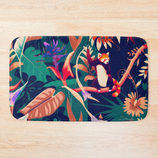 Item preview, Red panda in the jungle tropical screen print style  designed and sold by ParrotPartyArt.