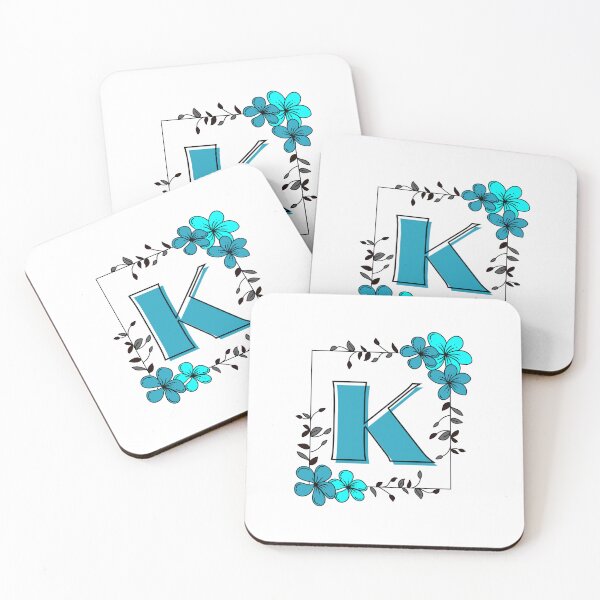 Item preview, Blue Monogram K with Blue Floral Frame designed and sold by Coffee Lifestyle.