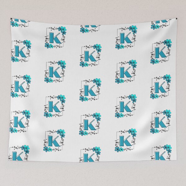 Artikelvorschau, Blaues Monogramm K mit blauem Blumenrahmen entworfen und verkauft von Coffee Lifestyle.