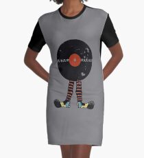 Funny Vinyl Records Lover - Grunge Vinyl Record Graphic T-Shirt Dress